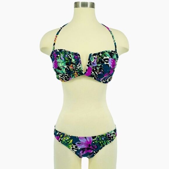 H&M Floral Jungle Leopard Bikini 12/4 - Picture 1 of 12